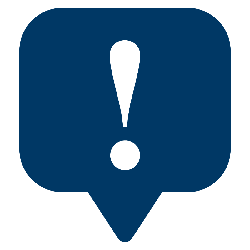 Exclamation bubble alert complaint